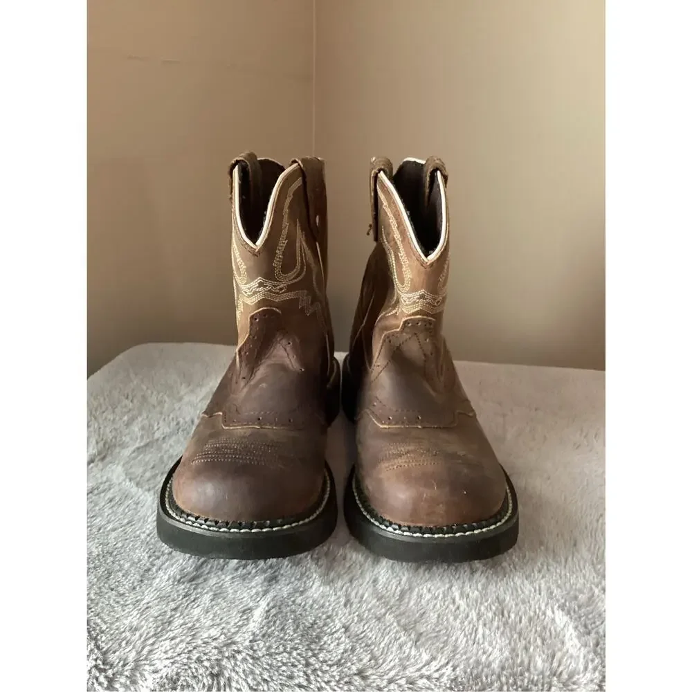 Justin kids gypsy western cowboy boots leather kids size 3‎ brown